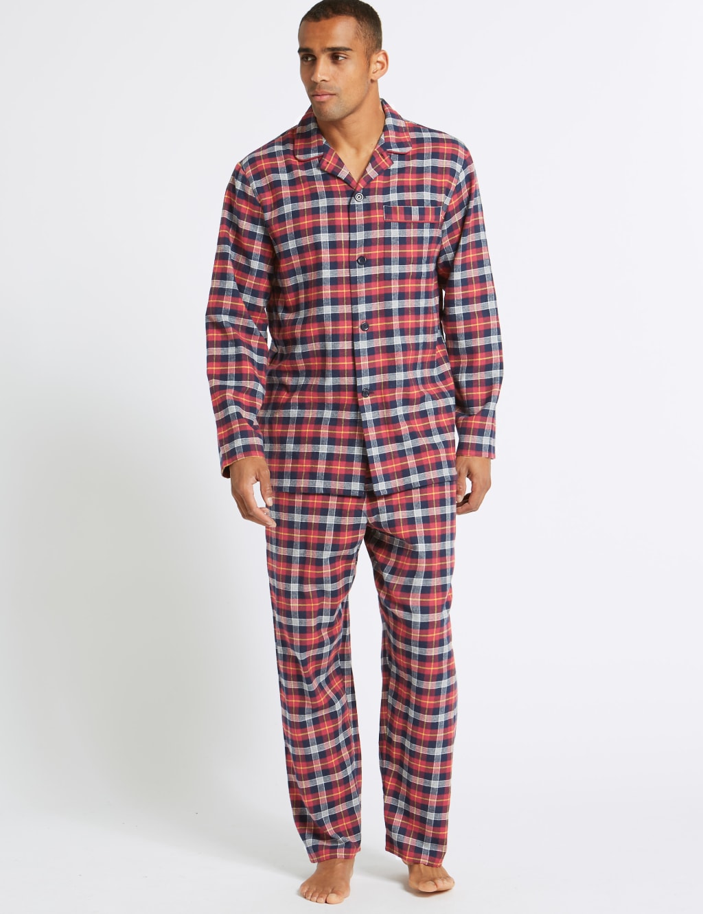 Big Tall Brushed Cotton Checked Pyjama Set M S Collection M S