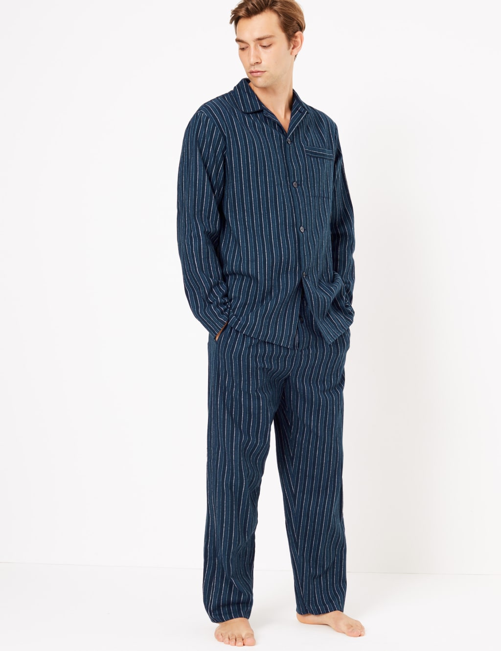 Brushed Cotton Striped Pyjama Set M S Collection M S