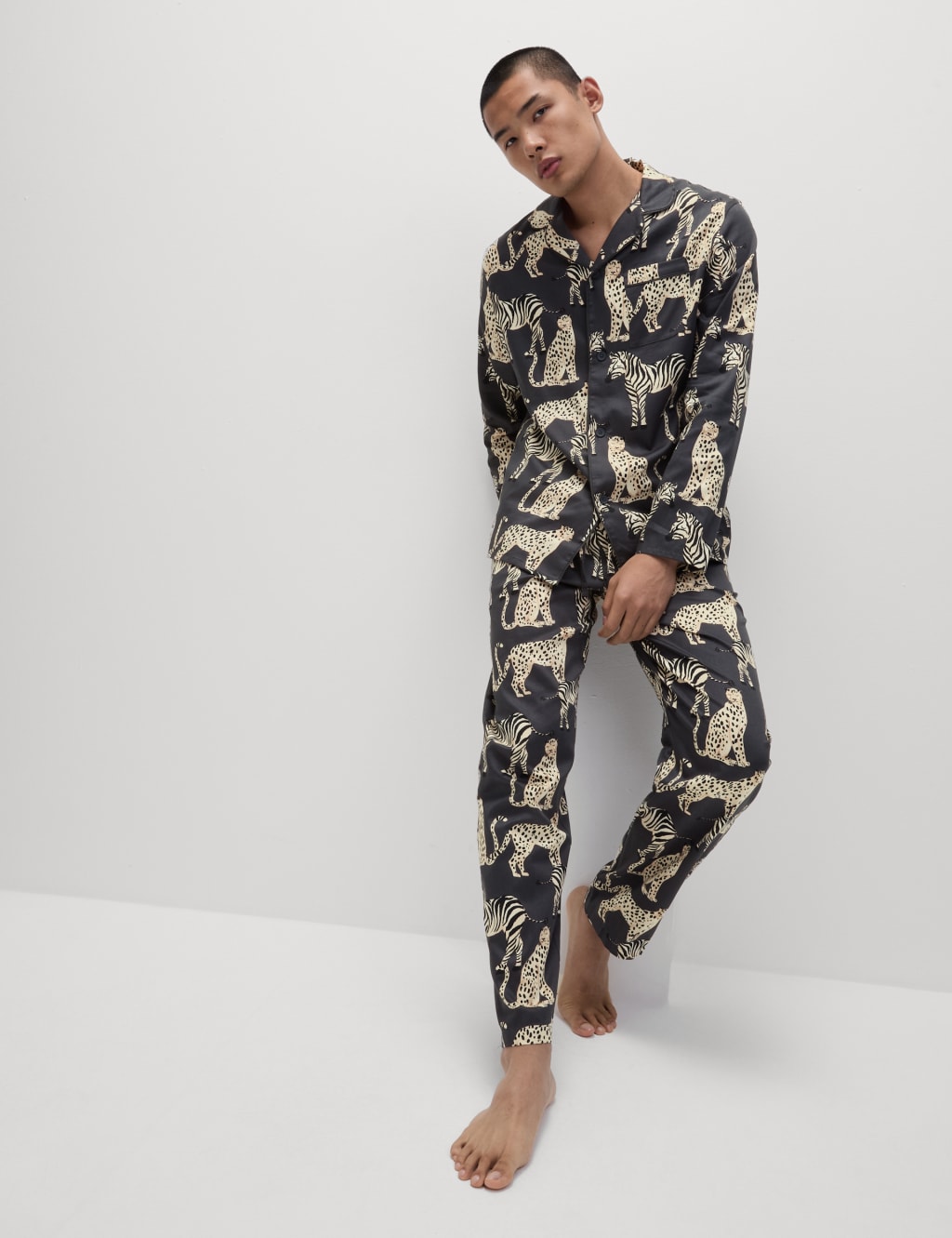 Men s Zebra Cheetah Family Christmas Pyjama Set M S Collection M S