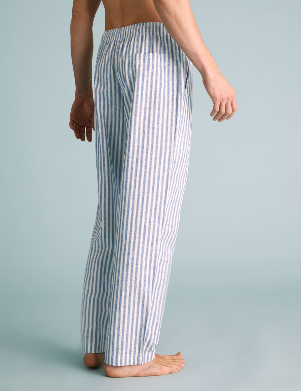 Cotton Linen Striped Pyjama Bottoms M S Collection M S