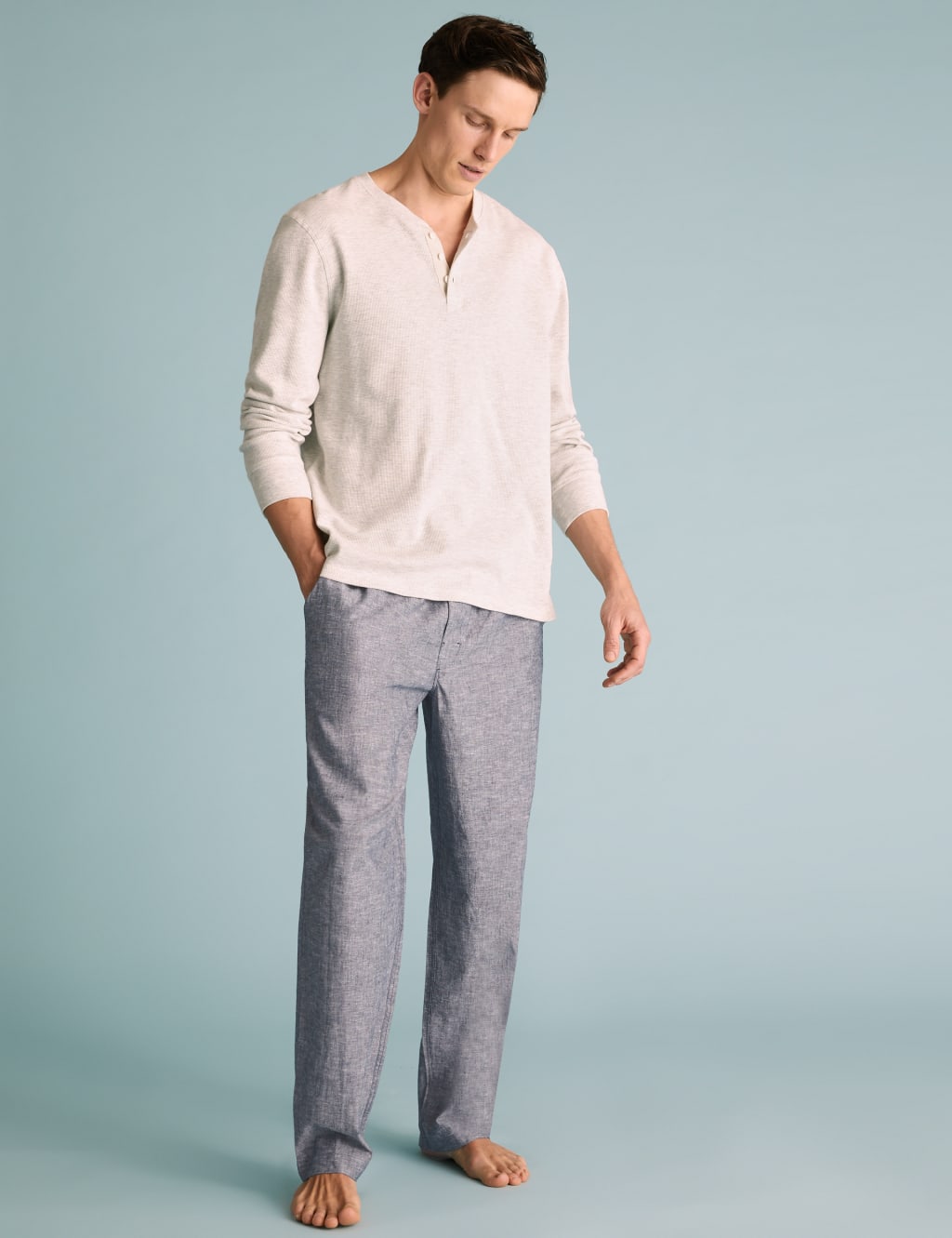 Cotton Linen Chambray Pyjama Bottoms 1 of 5