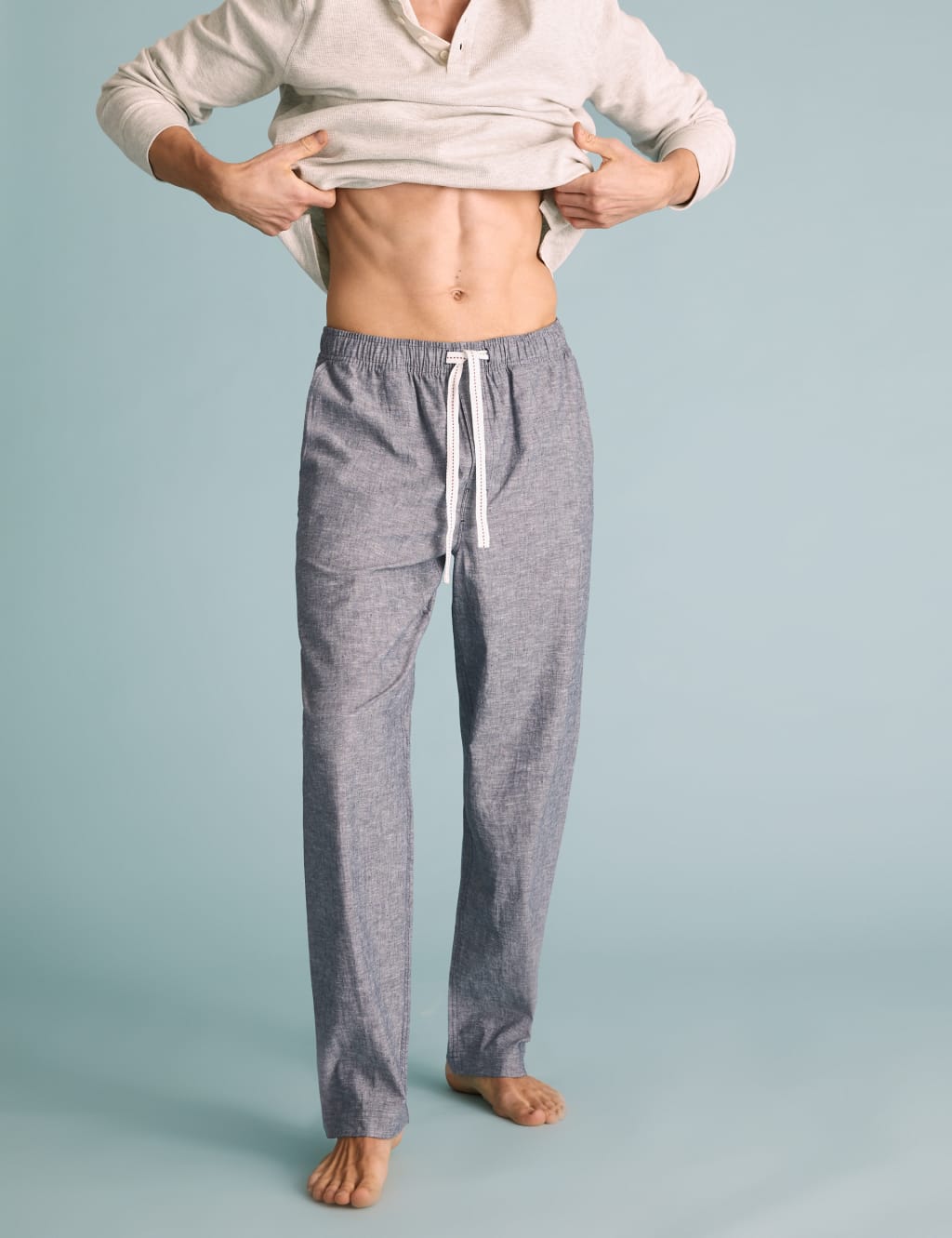 Cotton Linen Chambray Pyjama Bottoms 3 of 5
