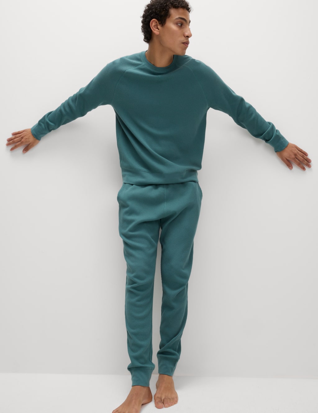 Pure Cotton Waffle Loungewear Sweatshirt 3 of 6