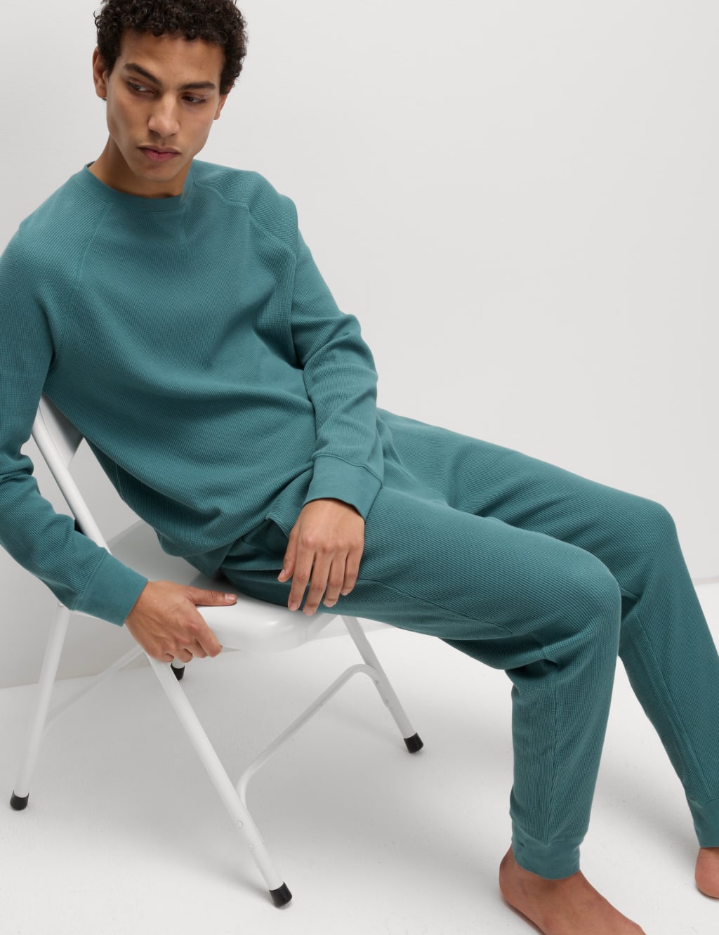 Pure Cotton Waffle Loungewear Sweatshirt 6 of 6