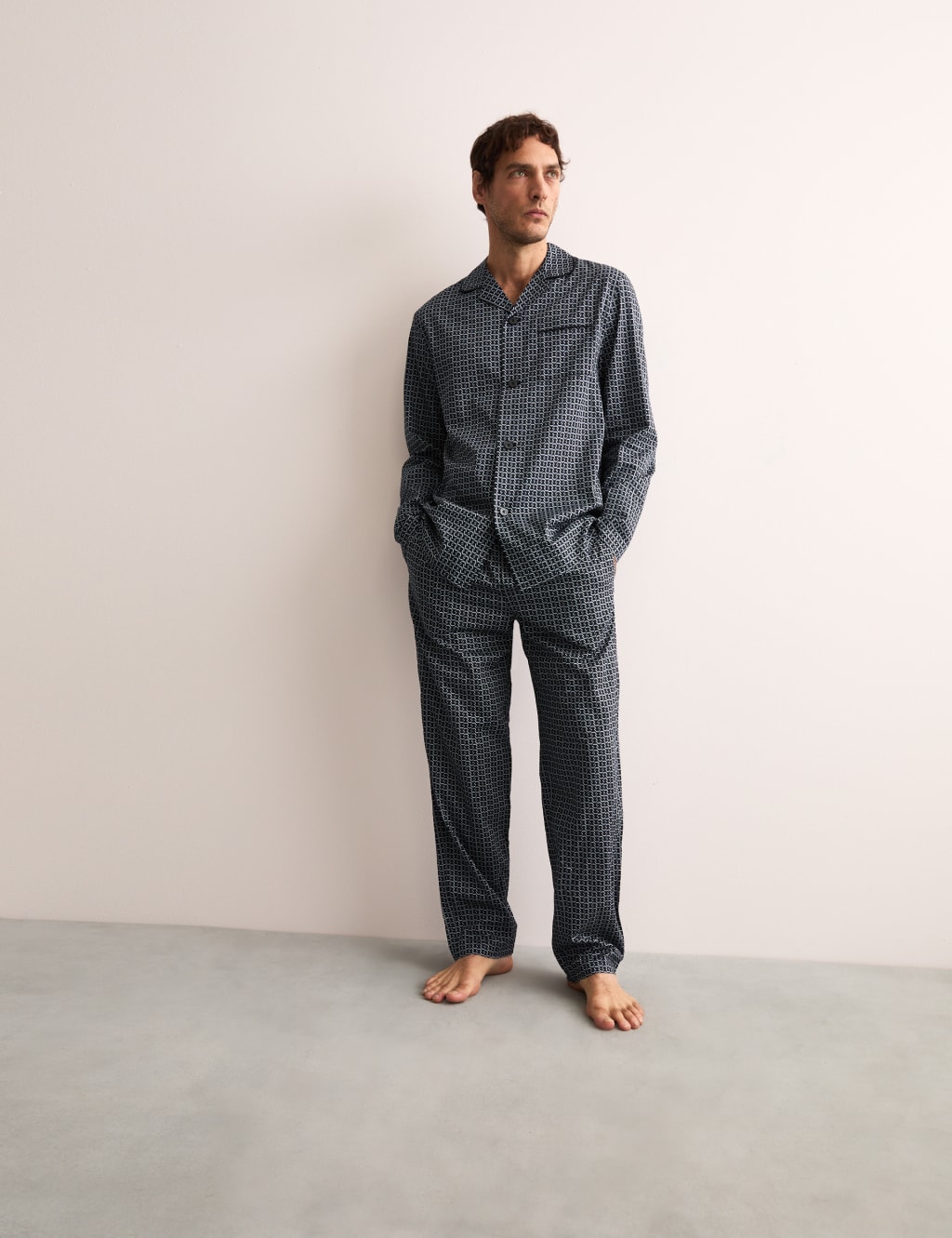 Pure Supima Cotton Geo Print Pyjama Bottoms JAEGER M S