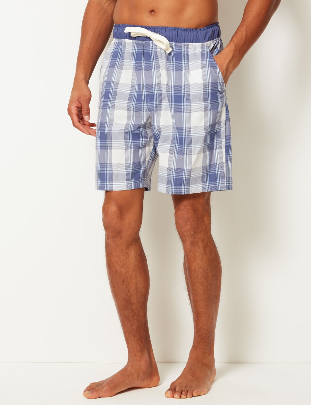 2in Longer Pure Cotton Checked Shorts M S Collection M S