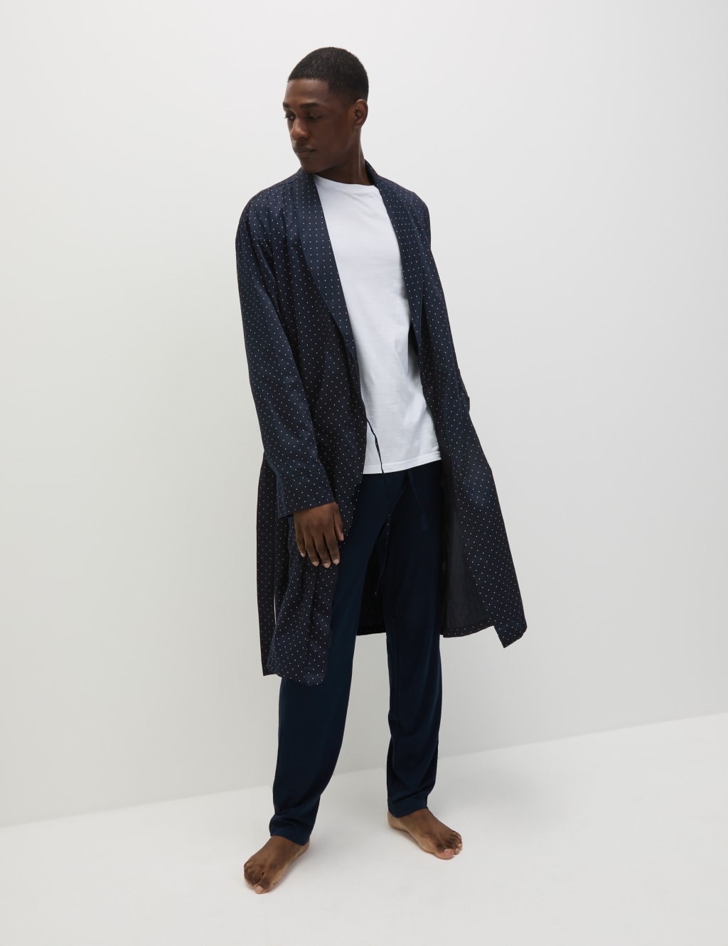 Pure Cotton Polka Dot Dressing Gown M S Collection M S