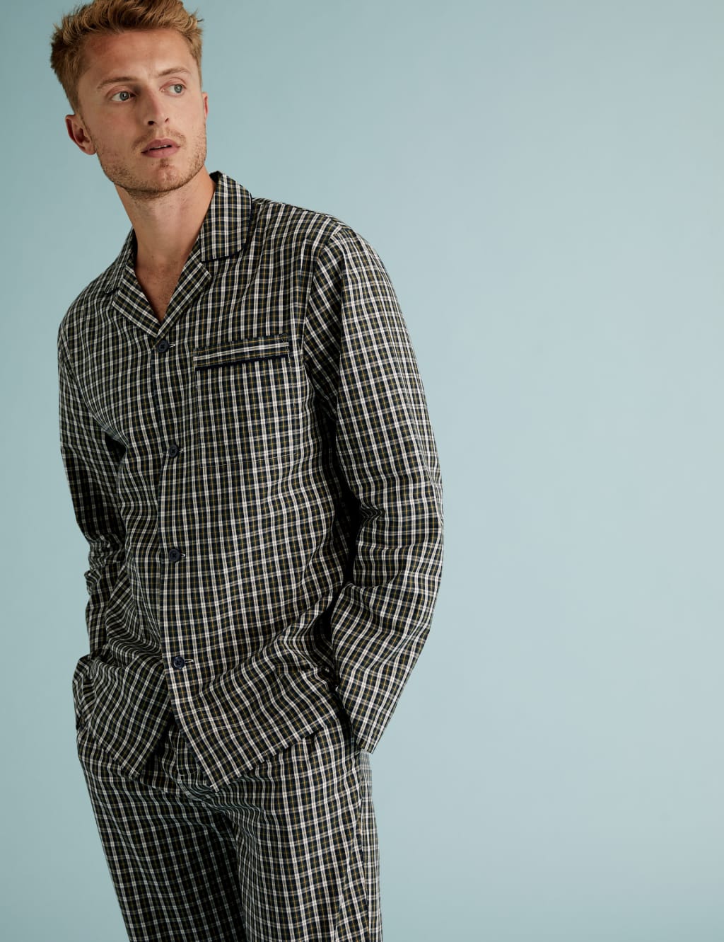 Pure Cotton Checked Pyjama Set 1 of 2