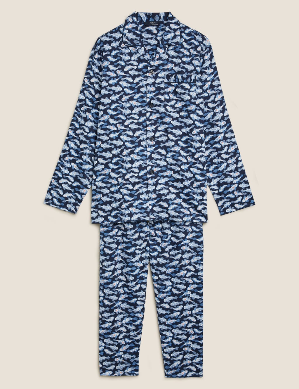 Pure Cotton Fish Print Pyjama Set M S Collection M S