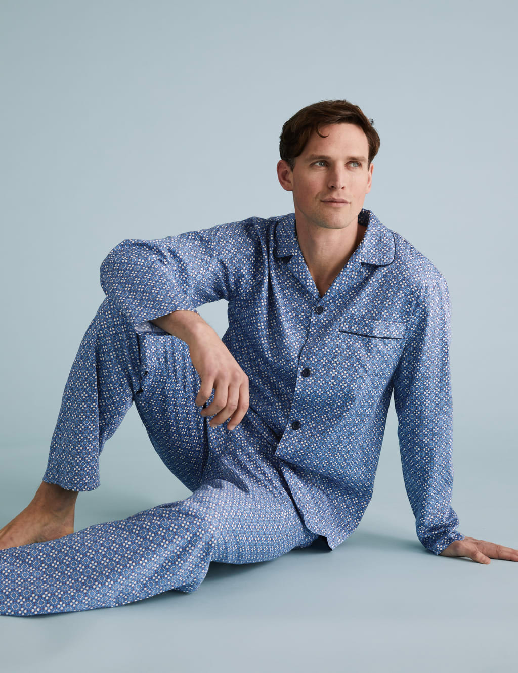 Pure Cotton Mosaic Print Pyjama Set M S Collection M S
