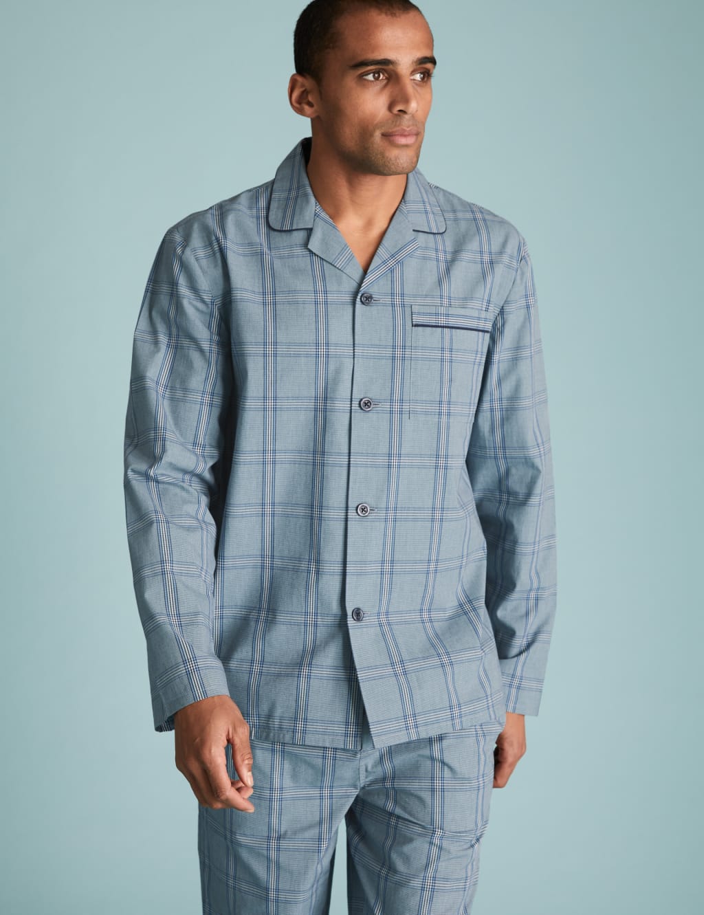Pure Cotton Checked Pyjama Set 3 of 5