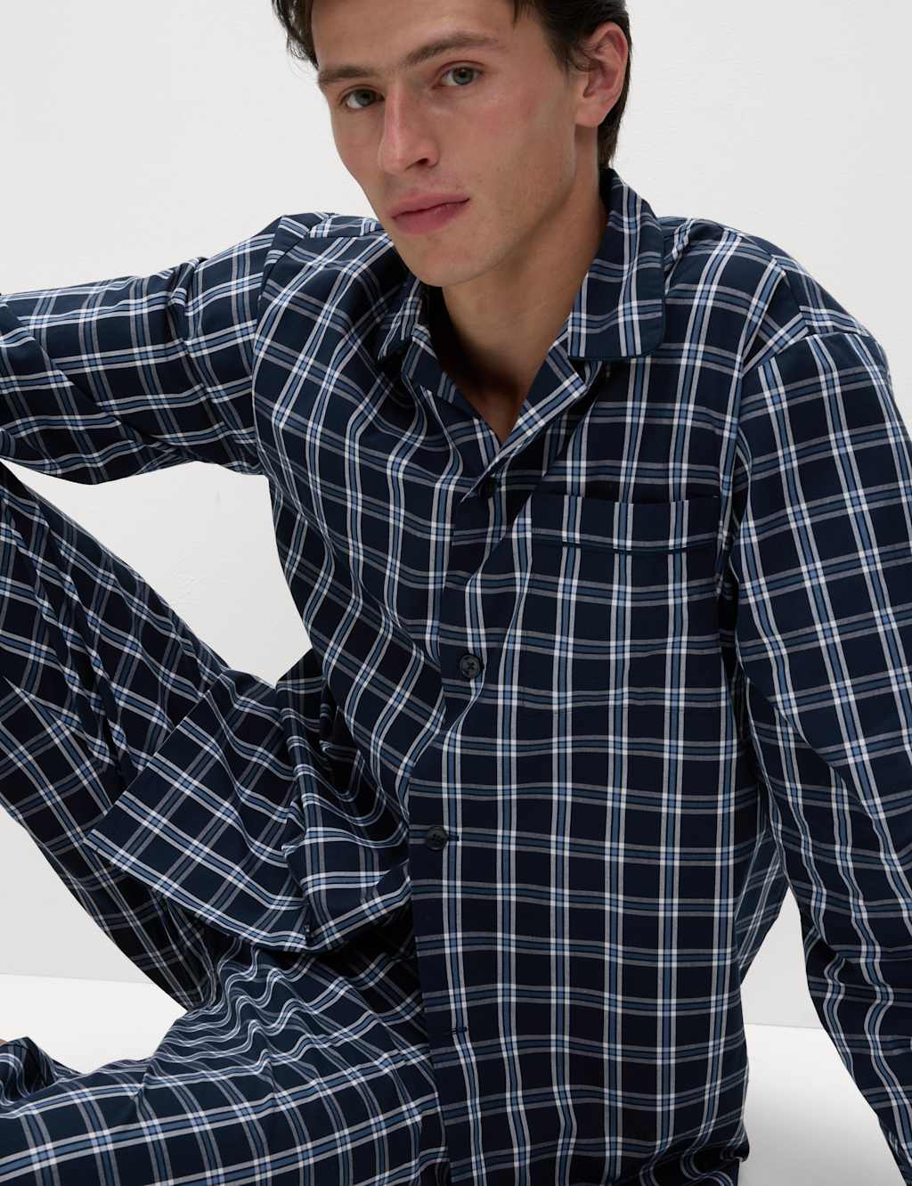 Pure Cotton Checked Pyjama Set 3 of 5