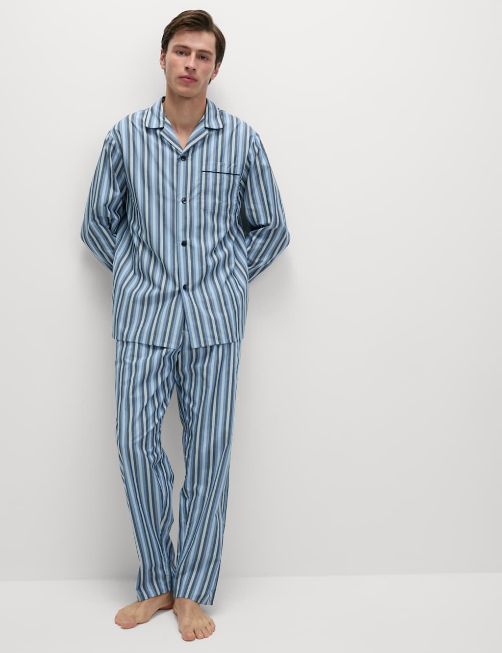 Pure Cotton Striped Pyjama Set 3 of 7