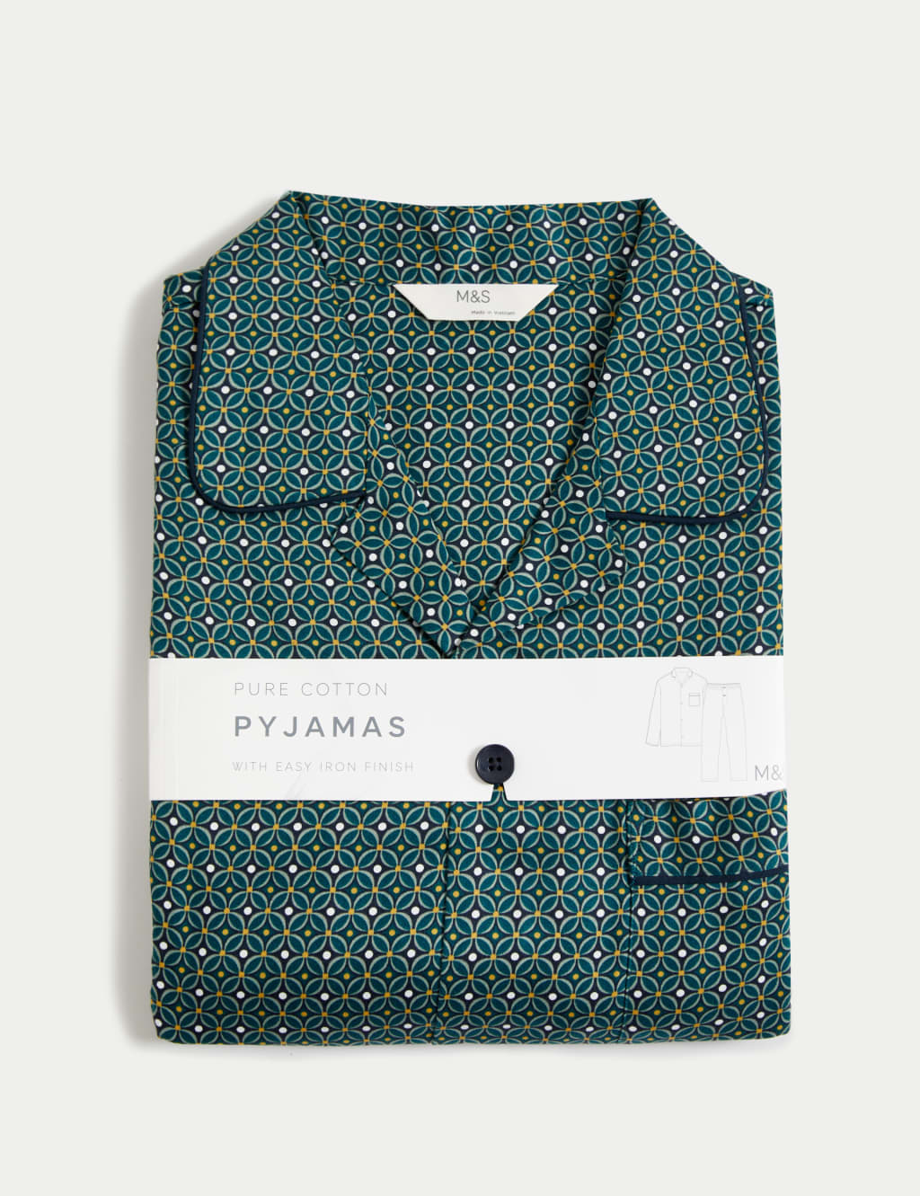 Pure Cotton Geometric Pyjama Set M S Collection M S