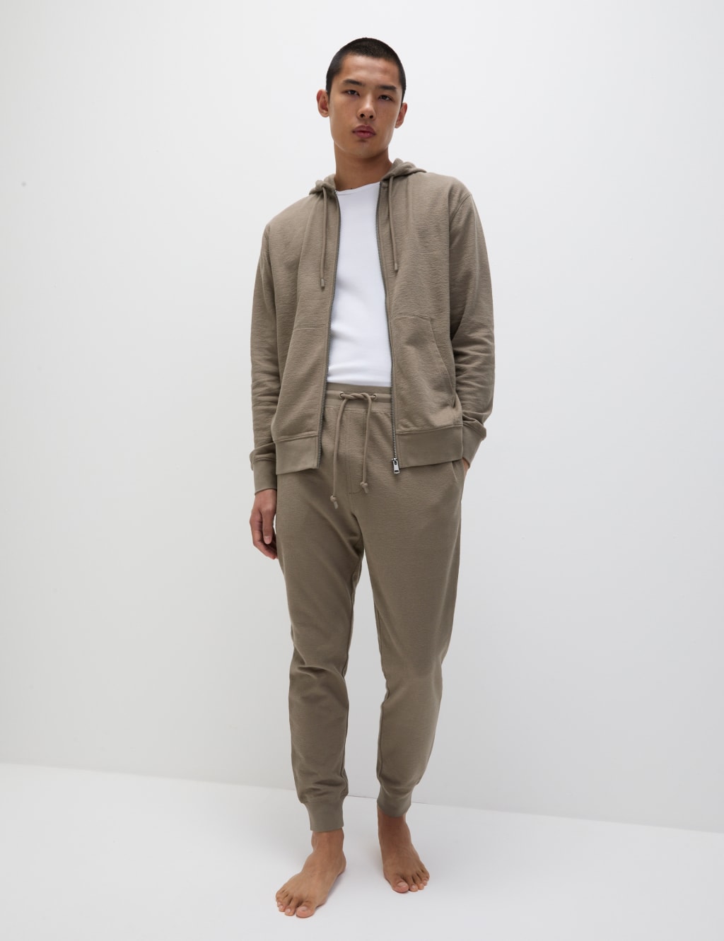 Pure Cotton Textured Zip Through Hoodie 5 of 7