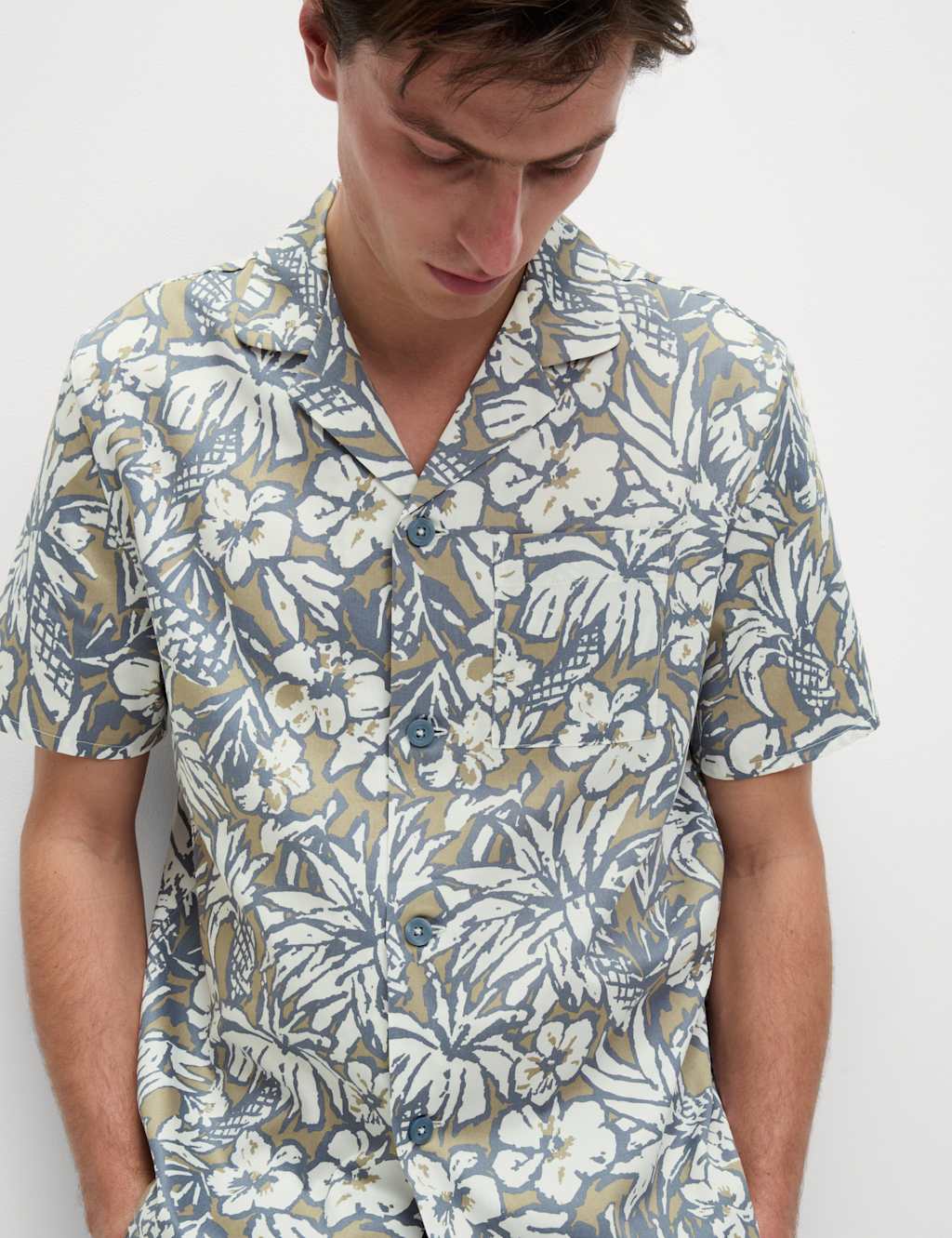 Pure Cotton Tropical Print Pyjama Set 4 of 5