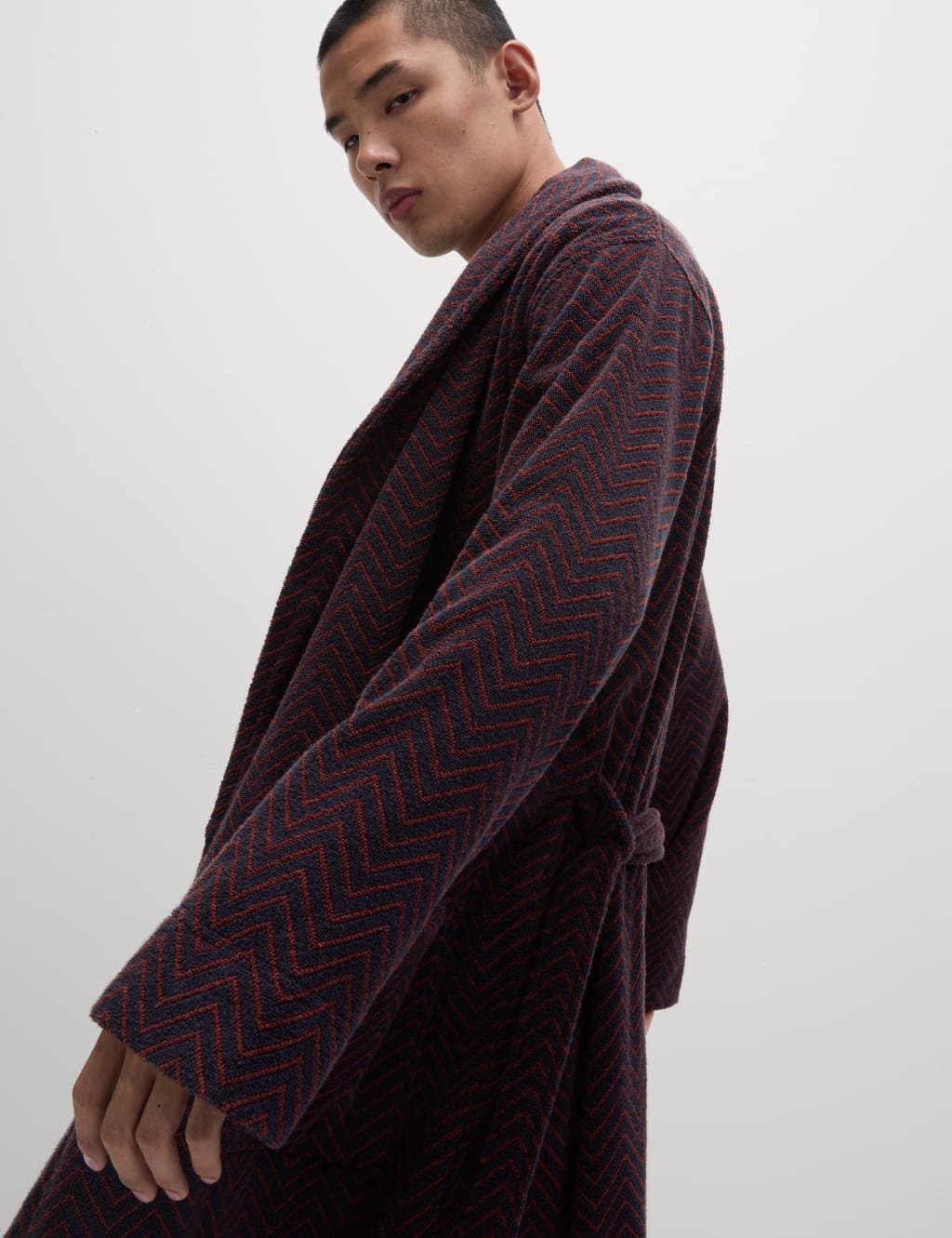 Pure Cotton Chevron Towelling Dressing Gown