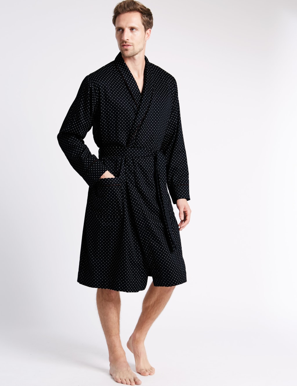 Mens cotton paisley dressing gown on sale