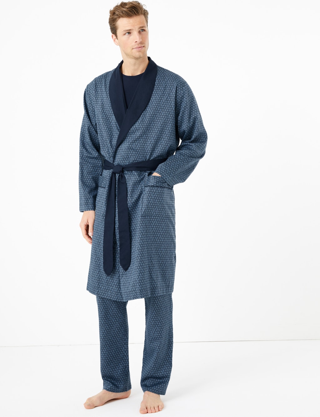 Cotton Diamond Print Dressing Gown Autograph M S