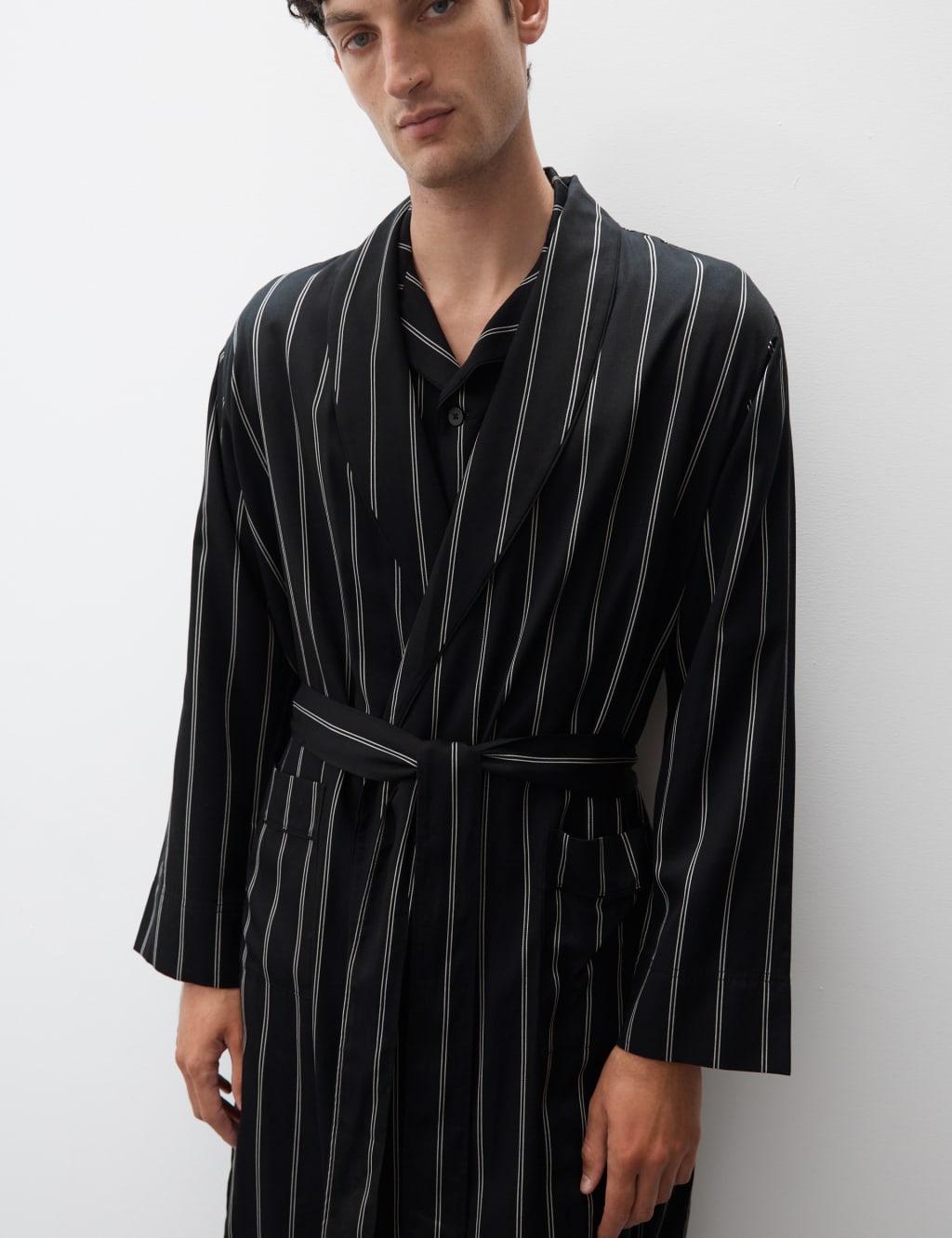 Pure Lyocell Striped Dressing Gown 3 of 7