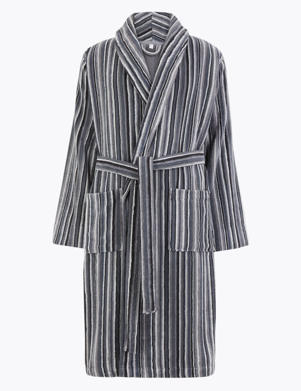 Cotton Striped Towelling Dressing Gown M S Collection M S