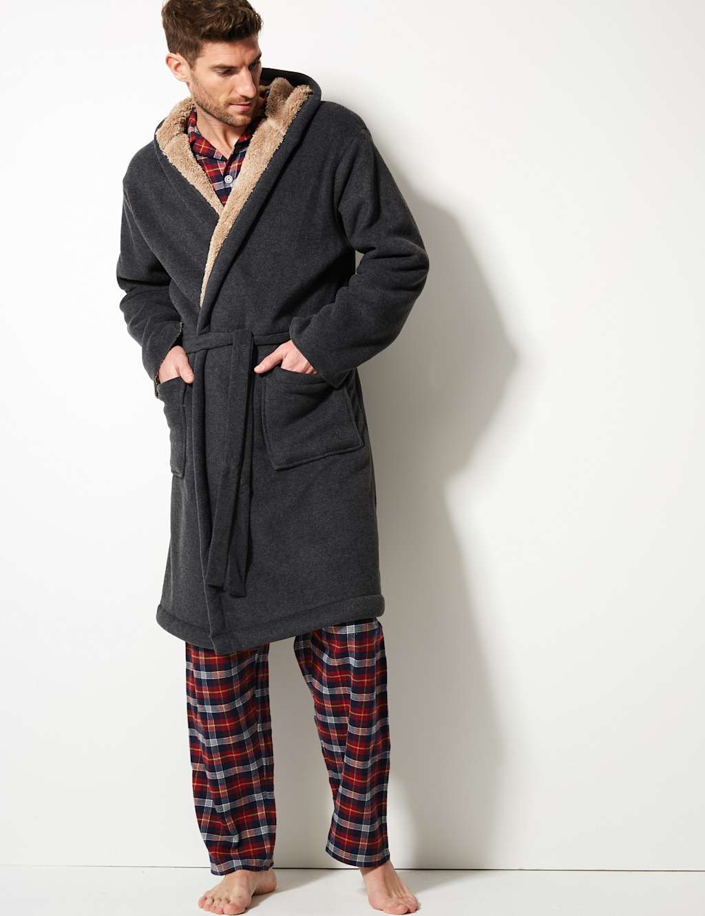 Bonded Fleece Dressing Gown 1 of 5