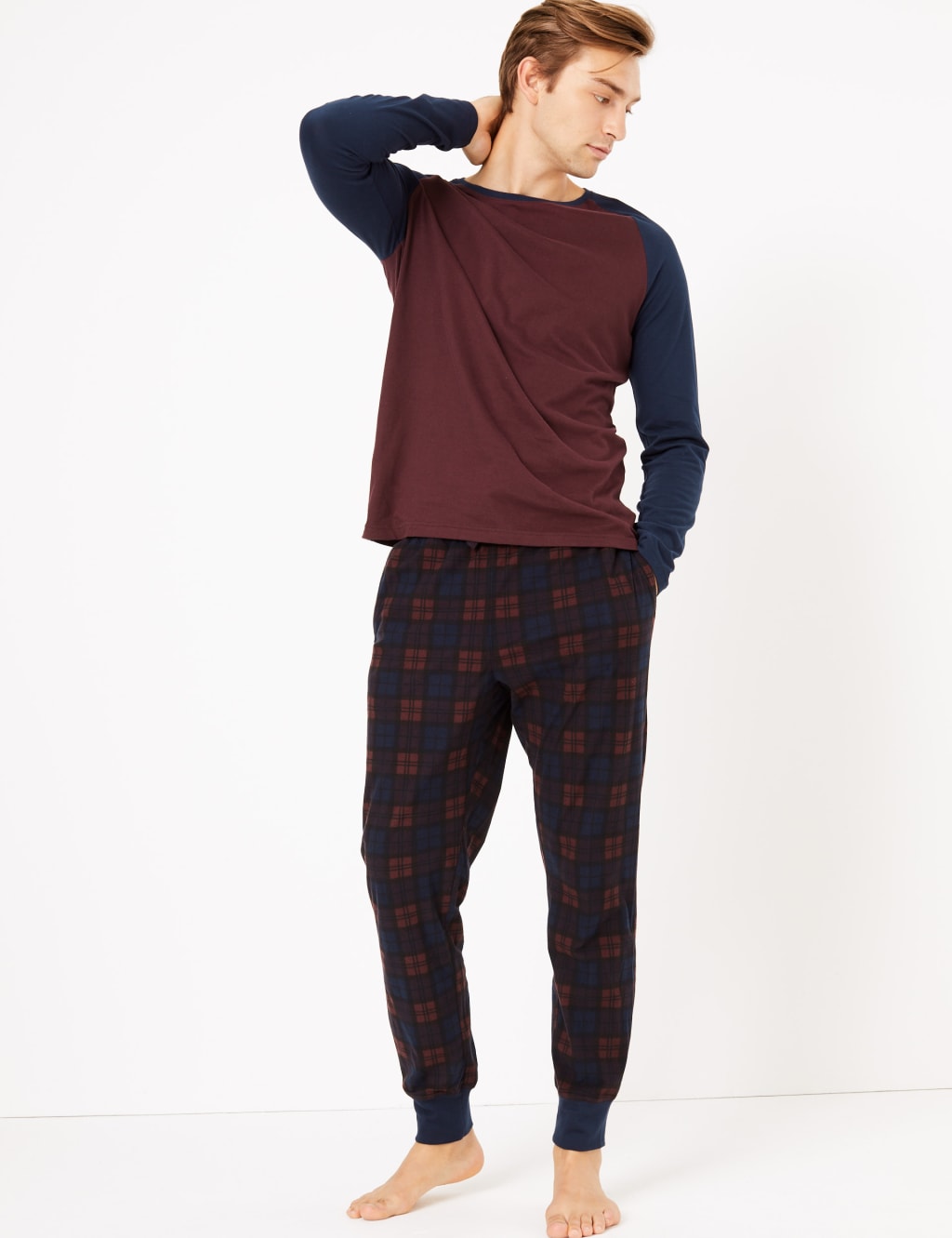 Cotton Blend Checked Supersoft Pyjama Set M S Collection M S