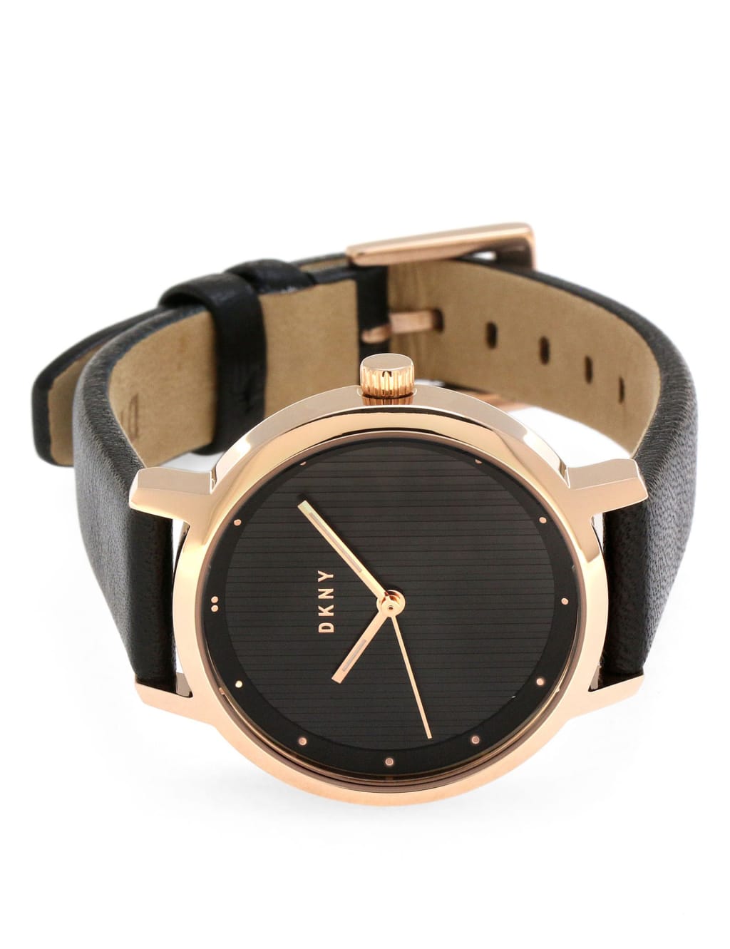 DKNY Modernist Black Leather Analogue Quartz Watch 2 of 4