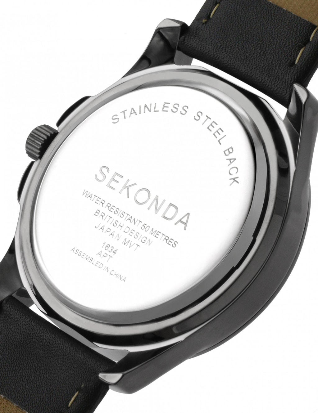 Sekonda Black Leather Chronograph Watch 4 of 6