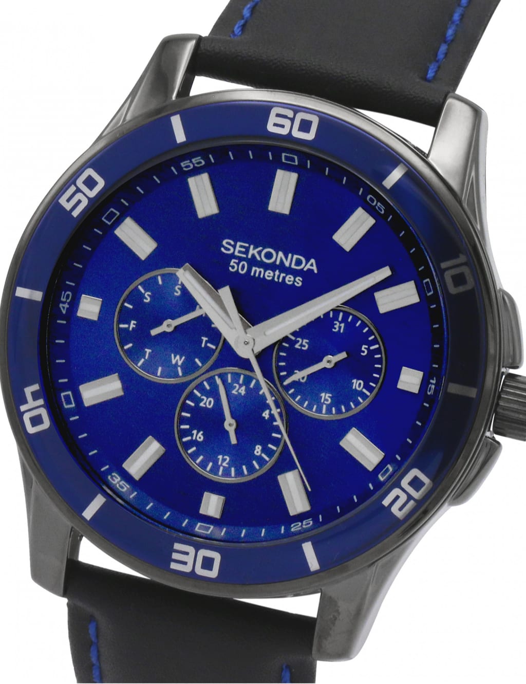 Sekonda Black Leather Chronograph Watch 5 of 6