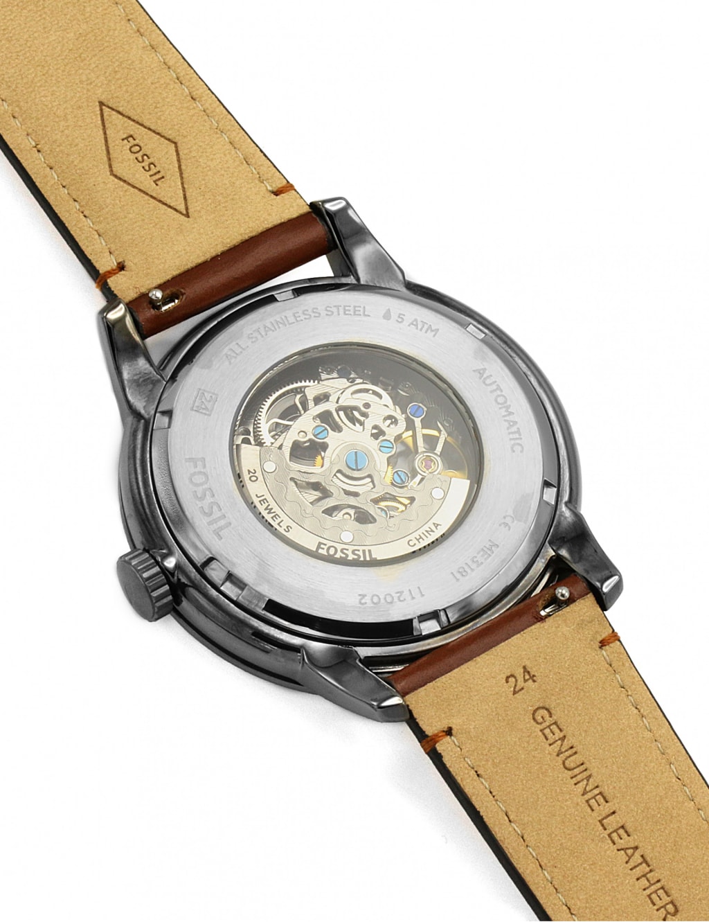 Fossil Townsman Brown Leather Automatic Watch 5 of 5