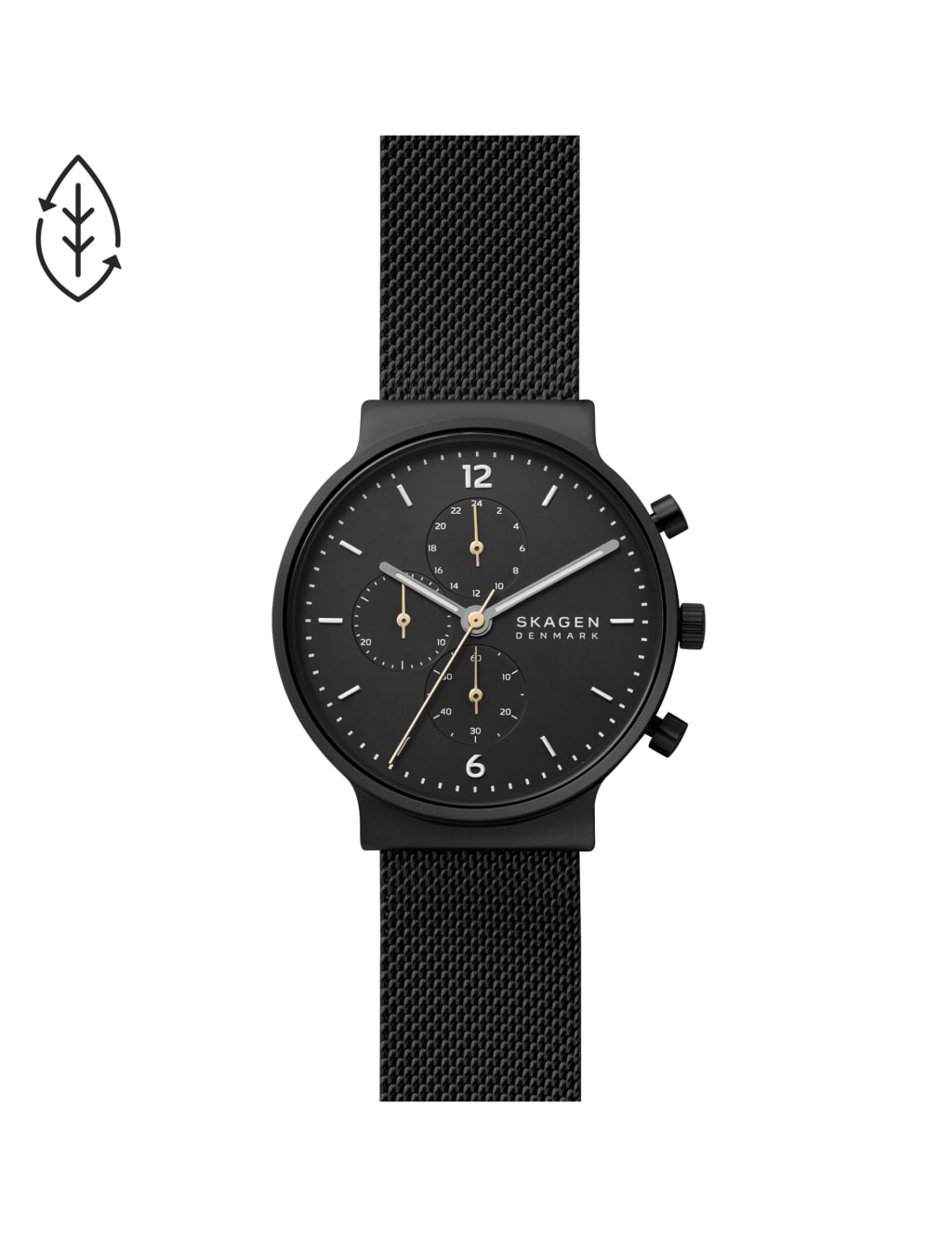 Skagen Anchor Chronograph Black Stainless Steel Watch 1 of 7