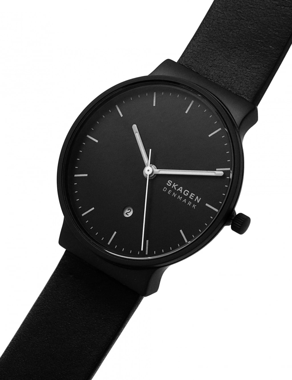 Skagen Anchor Black Leather Quartz Watch 5 of 7