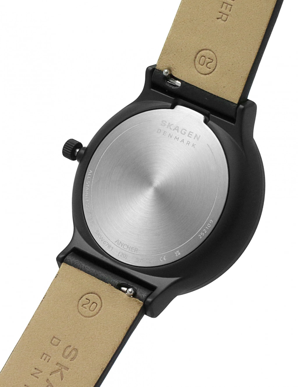 Skagen Anchor Black Leather Quartz Watch 7 of 7
