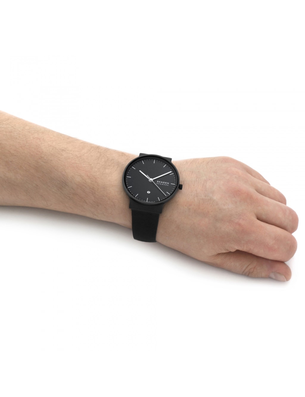 Skagen Anchor Black Leather Quartz Watch 2 of 7