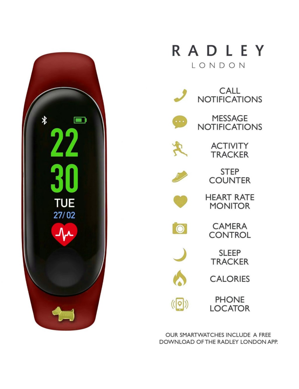 Radley Red Rubber Smart Watch 3 of 5