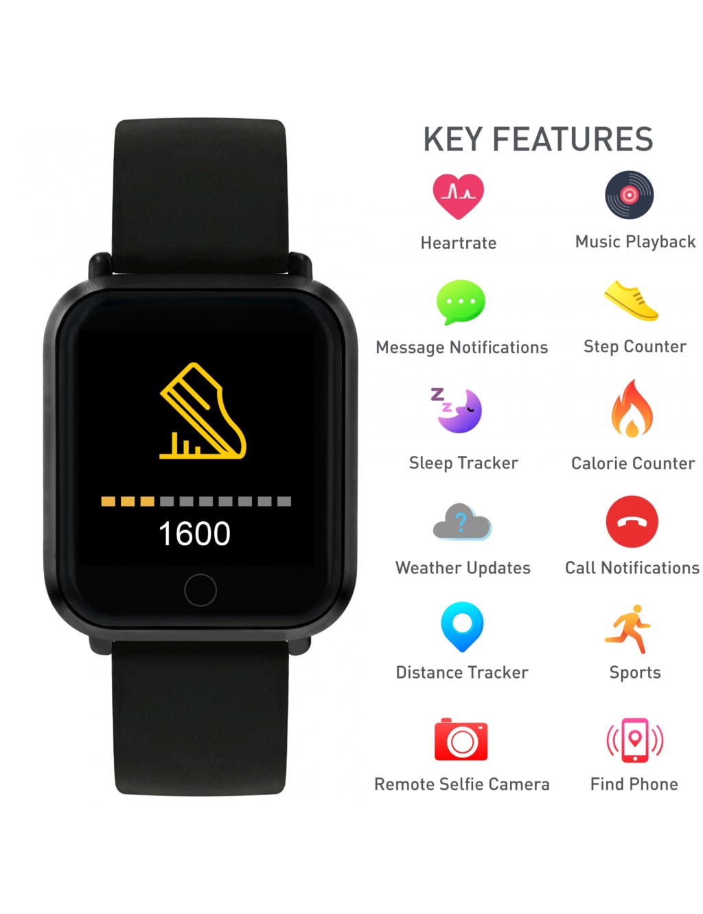 Reflex Active Black Smartwatch 3 of 5