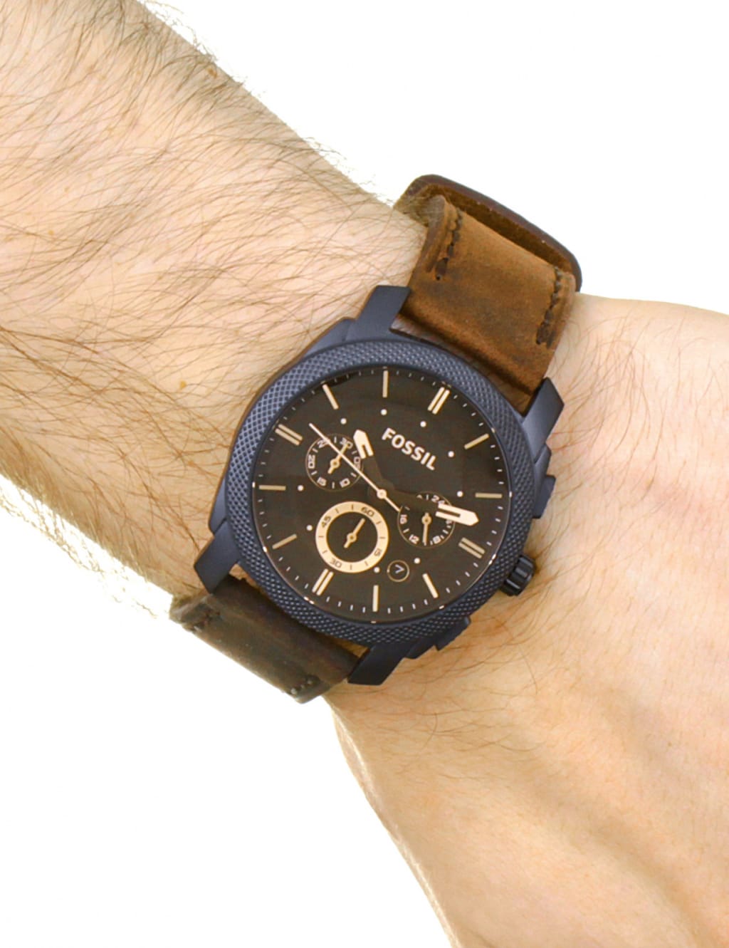 Fossil Machine Brown Leather Chronograph Watch Gift Set Fossil M S