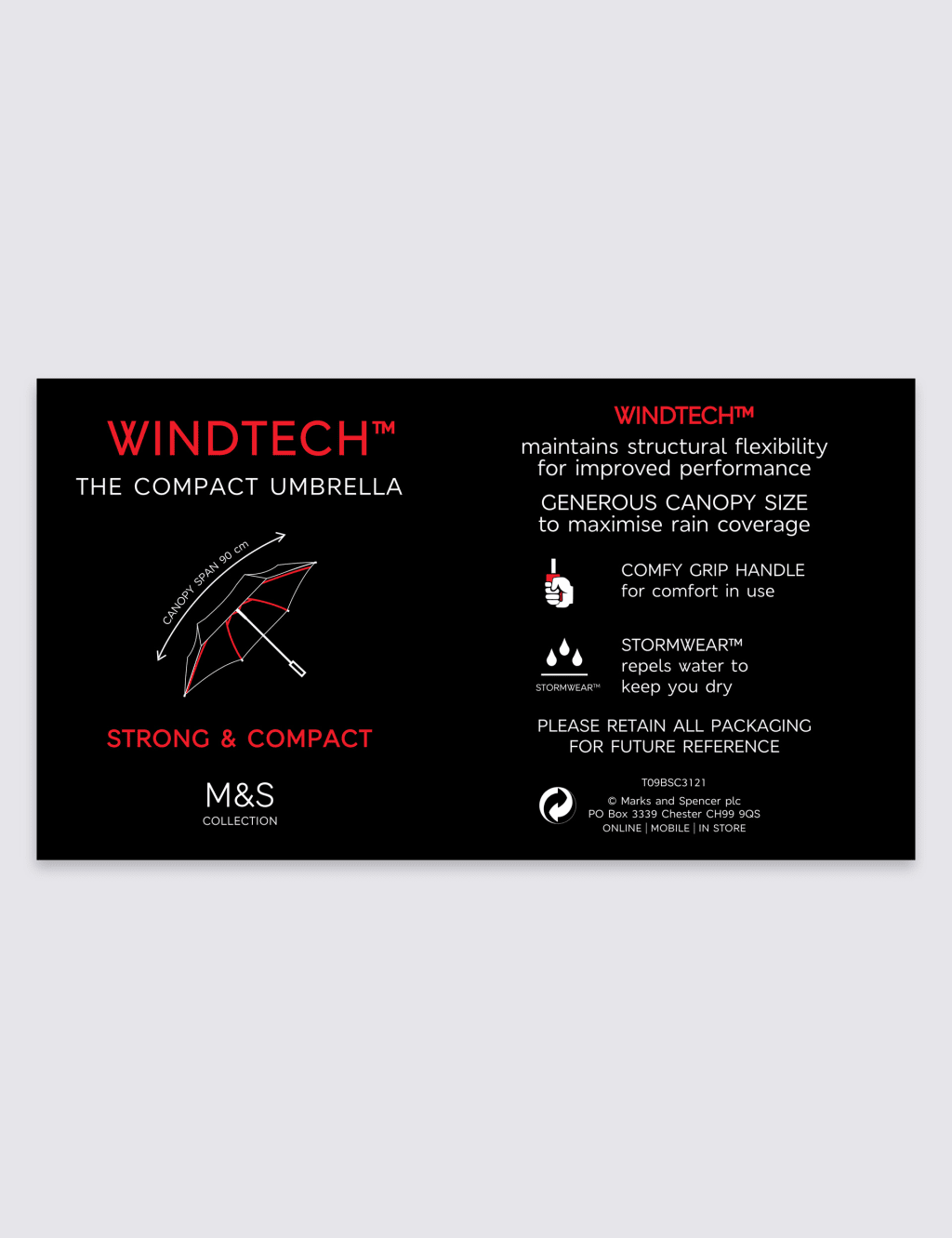 Lightweight Compact Umbrella with Stormwear™ & Windtech™ 7 of 7