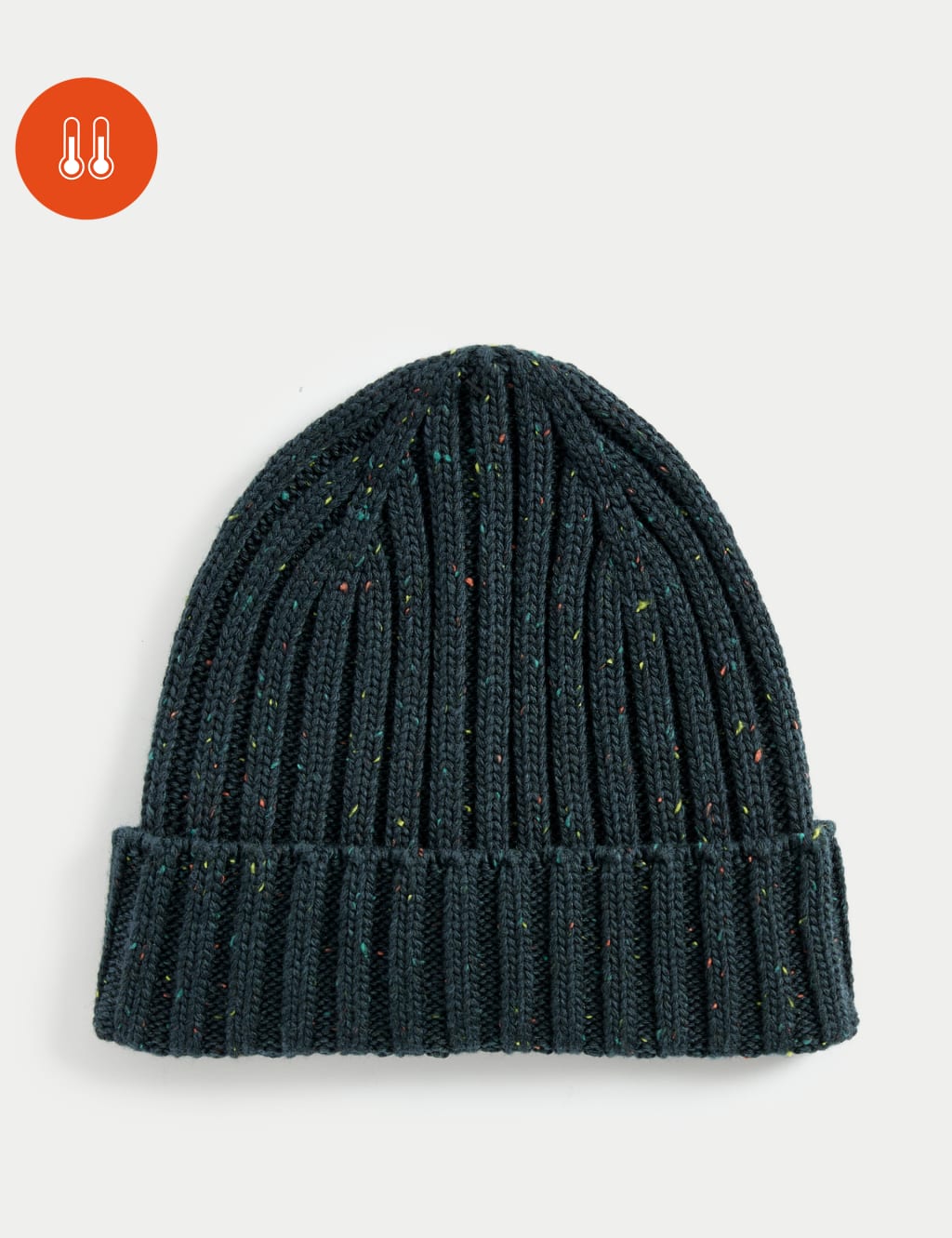 Knitted Ribbed Beanie Hat with Wool M S Collection M S