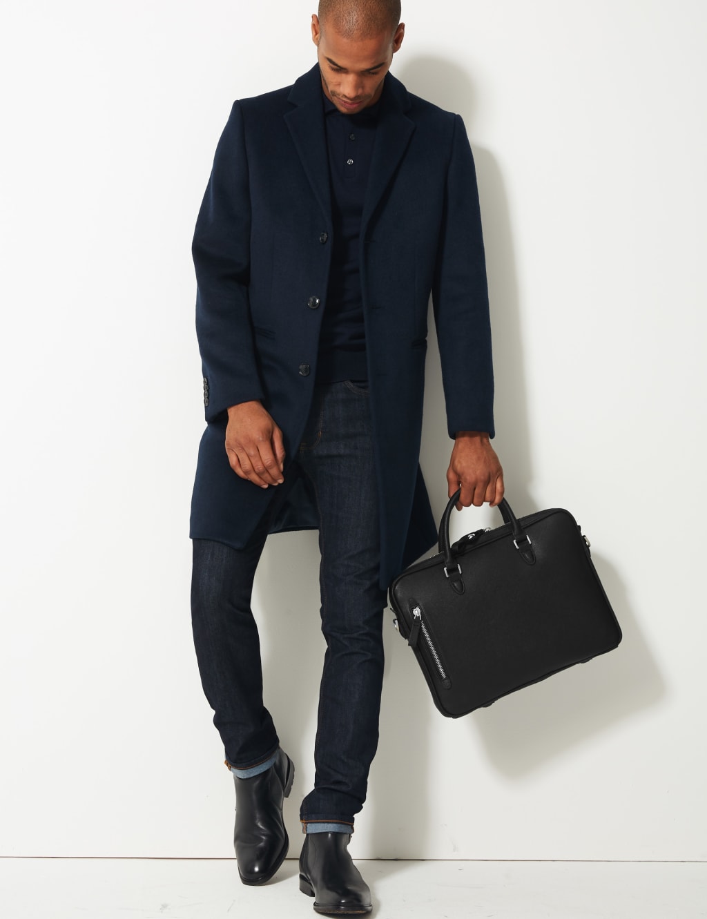 Textured Saffiano Slim Briefcase M S Collection M S