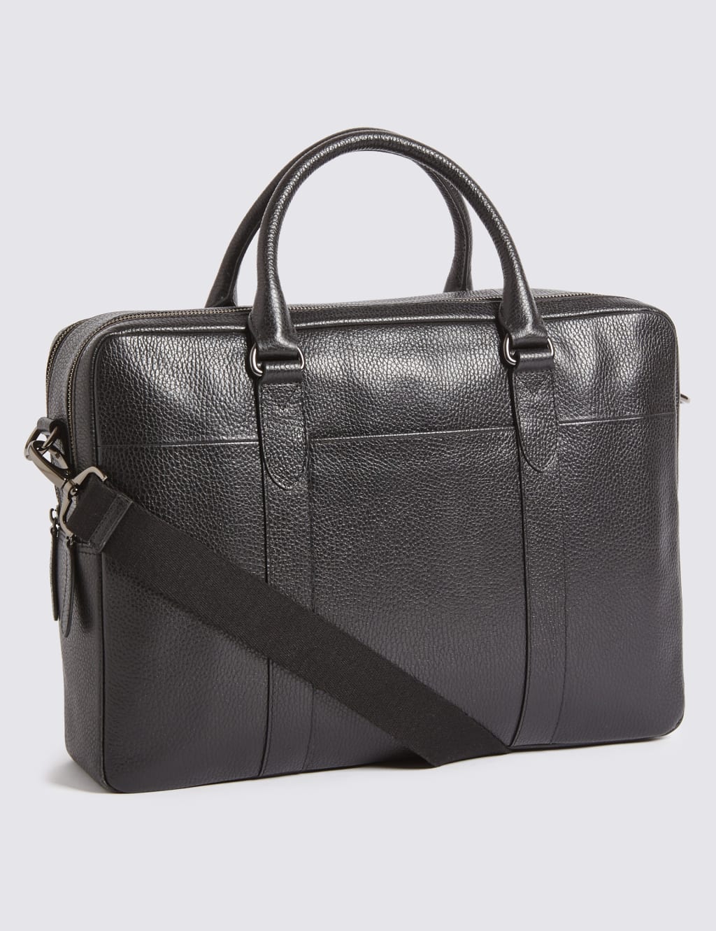 Pebble Grain Leather Double Zip Briefcase M S Collection M S