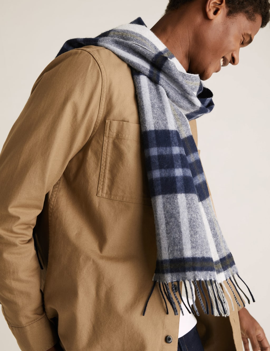 Pure Cashmere Checked Scarf Autograph M S