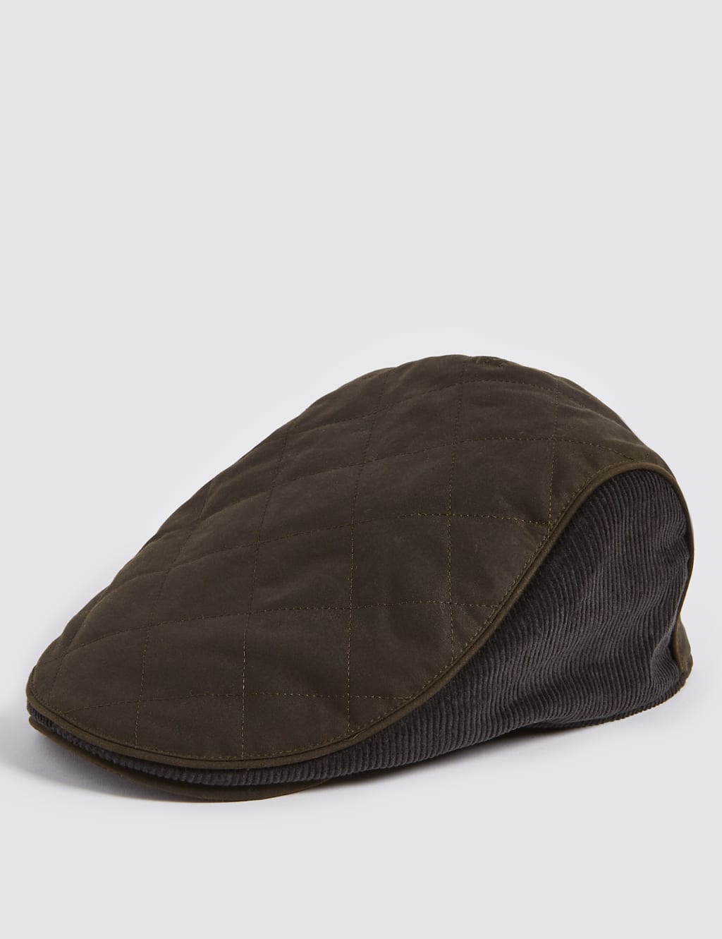Pure Cotton Waxed Quilted Thinsulate Flat Cap with Stormwear M S Collection M S