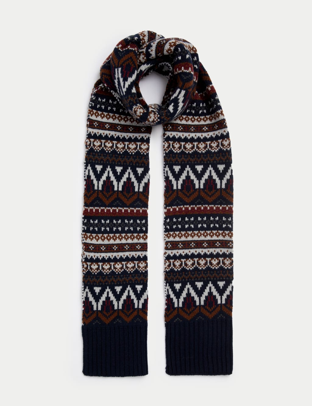 Fair Isle Knitted Scarf M S Collection M S