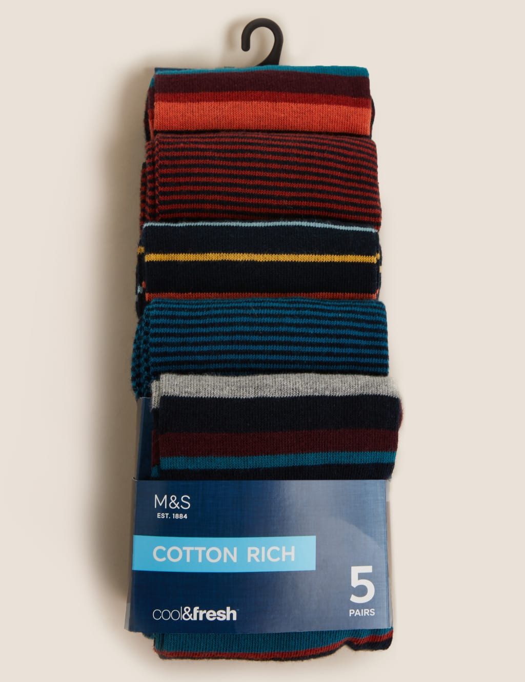 5pk Cool & Fresh™ Striped Socks 2 of 2