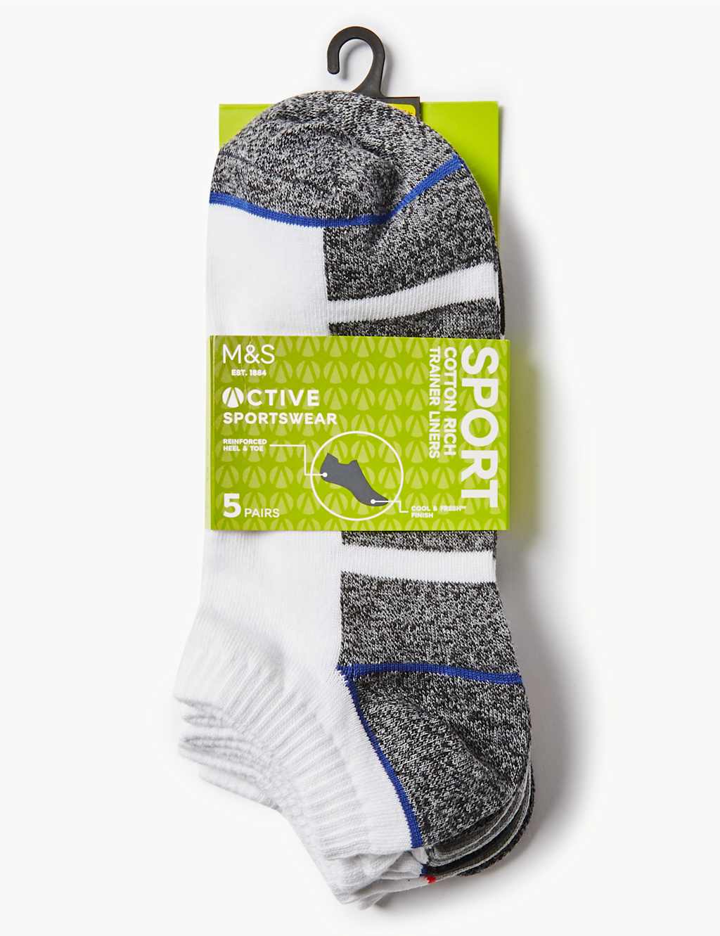 5pk Cotton Rich Trainer Liner Socks 2 of 2