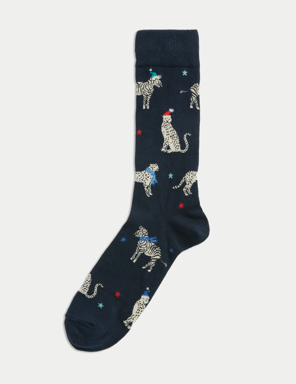 Cotton Rich Zebra Cheetah Christmas Socks 1 of 3
