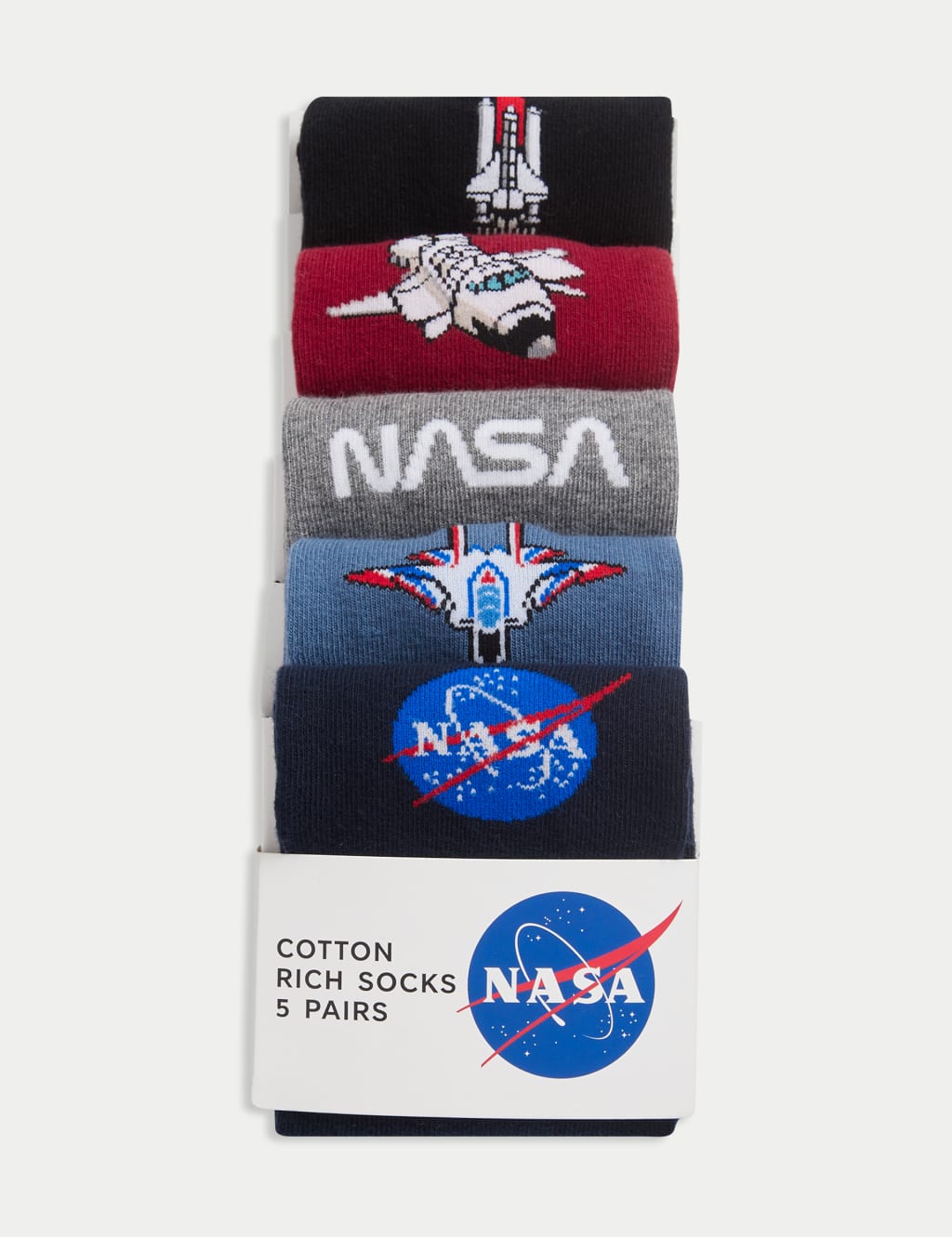 5pk NASA Cotton Rich Socks