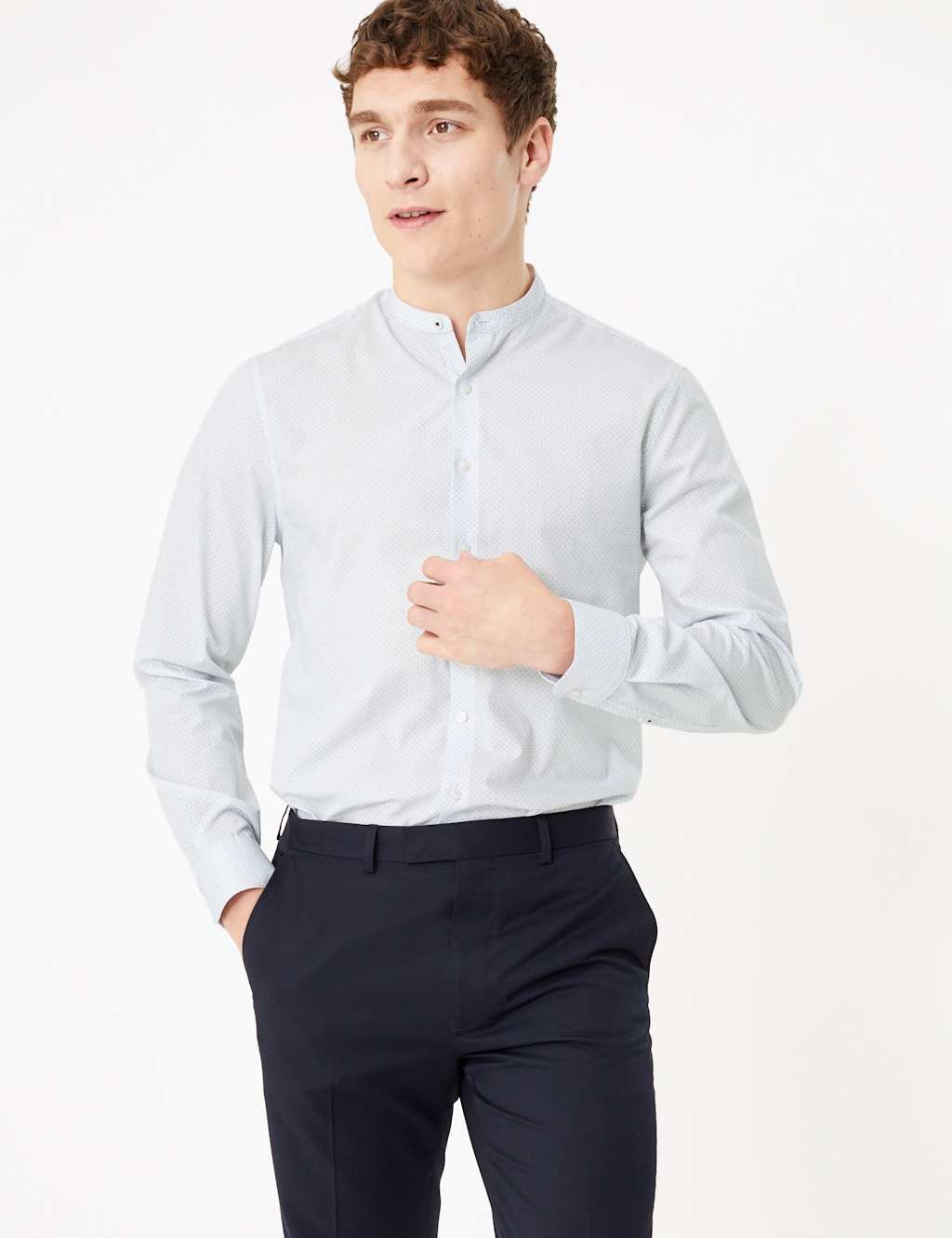 Slim Fit Pure Cotton Geo Print Shirt 1 of 5